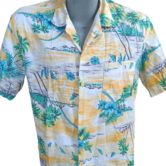 Large Vintage Men's Hawaiian Shirt Paradise Beach Club USA 1980's Vacation Beach - Picture 1 of 5
